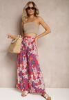 Pantaloni Roz Selinia cu Imprimeu Floral