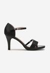 Sandale Negre Lacate pe Toc Clasic cu Sclipici Seonaid