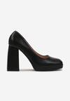 Negre Elegante Pantofi cu Toc Geometric din Piele Ecologica Salvael