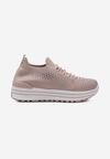 Sneakerși Roz Confortabili cu Pietre Strass pe Talpă Groasă cu Partea Superioară din Material Textil Satris