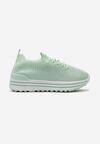Sneakerși Verde Deschis Slip-On cu Pietre Strass pe Talpă Groasă cu Față din Material Textil Satris