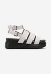 Sandale Gladiator Albe cu Două Catarame și Platformă Nimexia