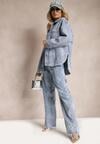 Jachetă Blugi Albastru Deschis Oversize Imprimeu Abstract Aelritha