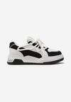 Sneakerși Alb-Negri cu Șireturi Late Decorative Naale