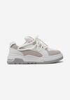 Sneakers Albi-Bej cu Șireturi Lăți Decorative Naale