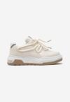 Sneakerși Bej cu Șireturi Late Decorative Naale