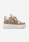 Sneakers Bej Cu Platformă Joasă și Șireturi Late în Model Vidira