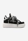 Sneakers Negru cu Alb pe Platformă Joasă cu Șireturi Late Model Vidira