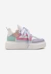 Sneakers Albi-Violet pe Platformă Joasă cu Șireturi Late model Vidira