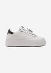 Sneakers Alb-Argintii cu Pandantiv Metalic pe Șireturi Decorat cu Zirconiu Edosa