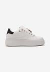 Sneakers Albi-Negri cu Pandantiv Metalic pe Șireturi Decorat cu Pietre Strass Edosa