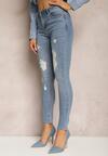 Niebieskie Jeansy Skinny High Waist z Przedarciami Gracenitta