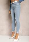 Blugi Skinny Albastru Deschis cu Rupturi Nafinta