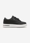 Sneakers Negri pe Talpă Joasă din Imitatie de Piele cu Broșă Unattia