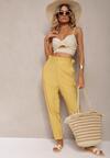 Galben Clasic Pantaloni cu Talie Elastică Paper Bag Targea