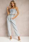 Niebieskie Jeansy o Fasonie Mom Fit Paperbag z Wysokim Stanem Darnet