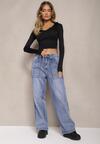 Jasnoniebieskie Jeansy High Waist o Kroju Palazzo z Szerokimi Nogawkami Xavina