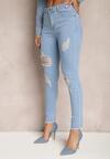 Jasnoniebieskie Modelujące Jeansy High Waist z Przetarciami Daphina
