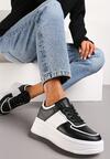 Sneakersuri negru-alb pe platformă cu perforații delicate Dairala