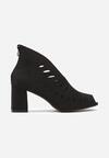 Botine Negre Ajour cu Interior din Piele Naturală cu Toc Bloc Oenia
