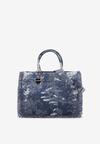 Geantă Shopper din Denim Albastru Închis cu un Compartiment și Curea Cedrelia