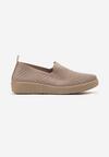 Bej Închis Slip-On Adidași cu Glezna Șosetă cu Strasuri Siwina