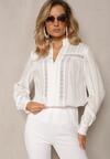 Cămașă Oversize Albă Decorată cu Dantelă Ajurată Miaraha