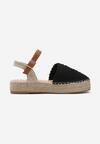 Espadrile Negre pe Platformă Joasă din Împletitură cu Cataramă Riskada