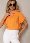 Pomarańczowa Asymetryczna Koszula Wiskozowa z Krótkim Rękawem Loreleis