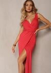 Rochie roșie tip cocktail cu drapaje Kalkisa