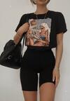 Czarne Elastyczne Szorty Biker o Fasonie Bodycon Marelliam