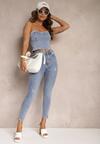 Jasnoniebieskie Jeansy Skinny z Bawełny High Waist Zunemia