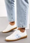 Sneakerși Alb-Bleu cu Talpă Plată cu Șiret și Inserție Decorativă Drukesti