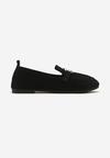Mocasini Negri Slip-On cu Vârful Trunchiat și Cataramă Metalică Kanela