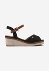 Sandale Espadrile Negre Casual Cu Platformă Împletită Cu Baretă Pe Gleznă Persephia