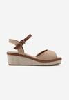 Sandale Espadrile bej închis Casual pe Platformă cu Împletitură cu Baretă pe Gleznă Persephia
