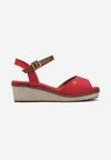 Sandale roșii casual espadrile cu platformă împletită cu cataramă la gleznă Persephia