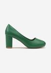 Pantofi stiletto verzi cu toc bloc și platformă joasă cu vârf rotund Borara