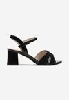 Sandale Elegante Negre Decorate cu Lamé cu Brant din Piele Amilah