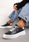 Sneakers-uri din piele albastră pe platformă cu șireturi clasice Manrepa