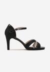 Sandale Elegante Negre din Piele Ecologică cu Toc Înalt Decorate cu Pietre Strălucitoare Aldenima