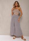 Pantaloni negri-bej High Waist din bumbac cu croială evazată și elastic Nereialla