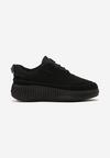 Sneakerși Negri Casual cu Șireturi pe Talpă Groasă Imprimeu Aniata