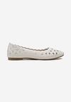 Balerini Casual Albi Plat cu Model Ajurat Tokamo