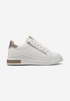 Sneakers Alb-Aurii cu Inserții Sclipitoare și Pietre Strass Ingemi