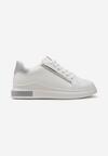 Sneakerși Alb-Argintii cu Inserții Sclipitoare și Pietre Strass Ingemi