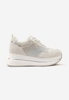 Sneakers Bej pe Platformă cu Pietre pe Lateral Oarema