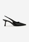 Sandale Negre Slip-On Sling-Back cu Toc Pătrat și Vârf Ascuțit Oxena