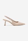 Slingback bej Sandale cu Toc Kitten și Vârf Ascuțit Oxena