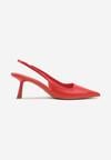 Sandale Roșii Slip-On Sling-Back cu Toc Mic și Vârf Ascuțit Oxena